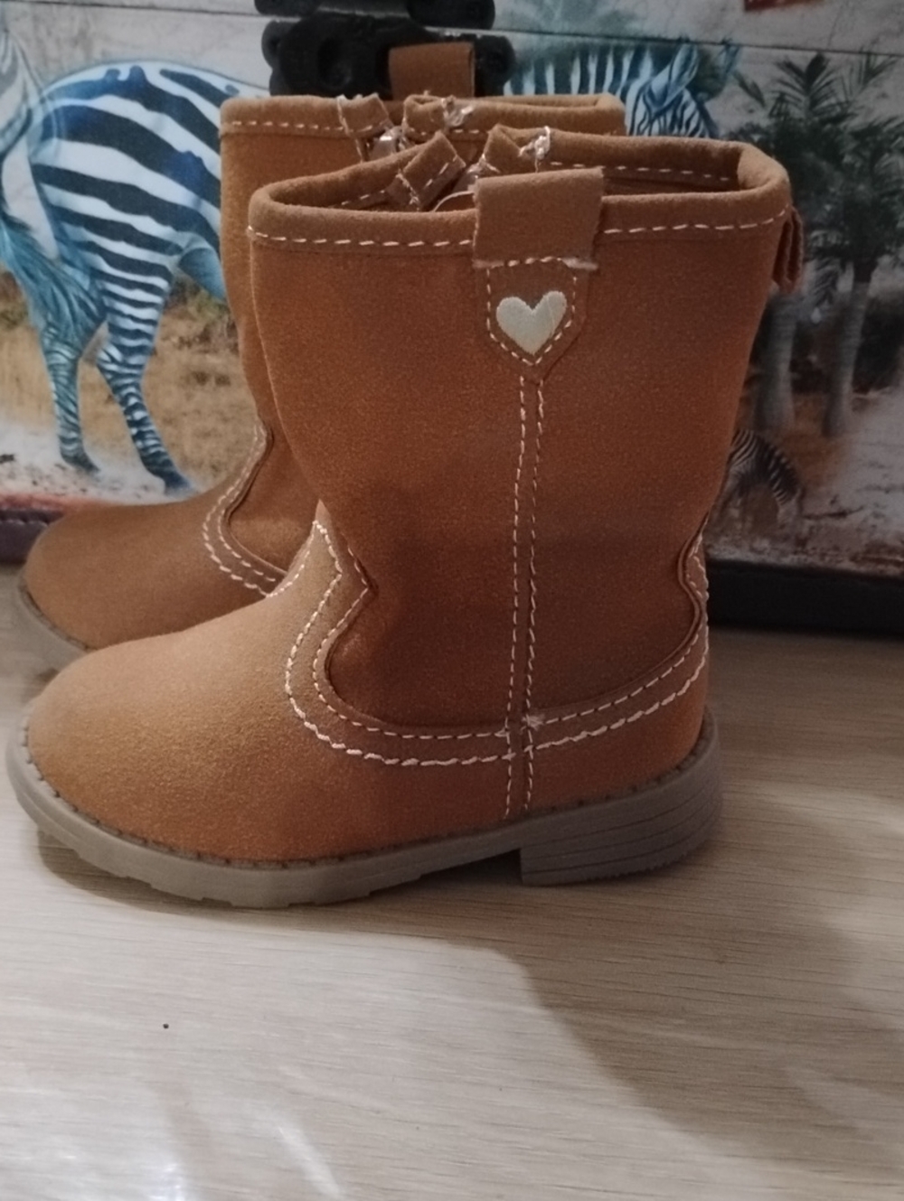 Carter's Toddler Tan Suede Boot with Heart Accent